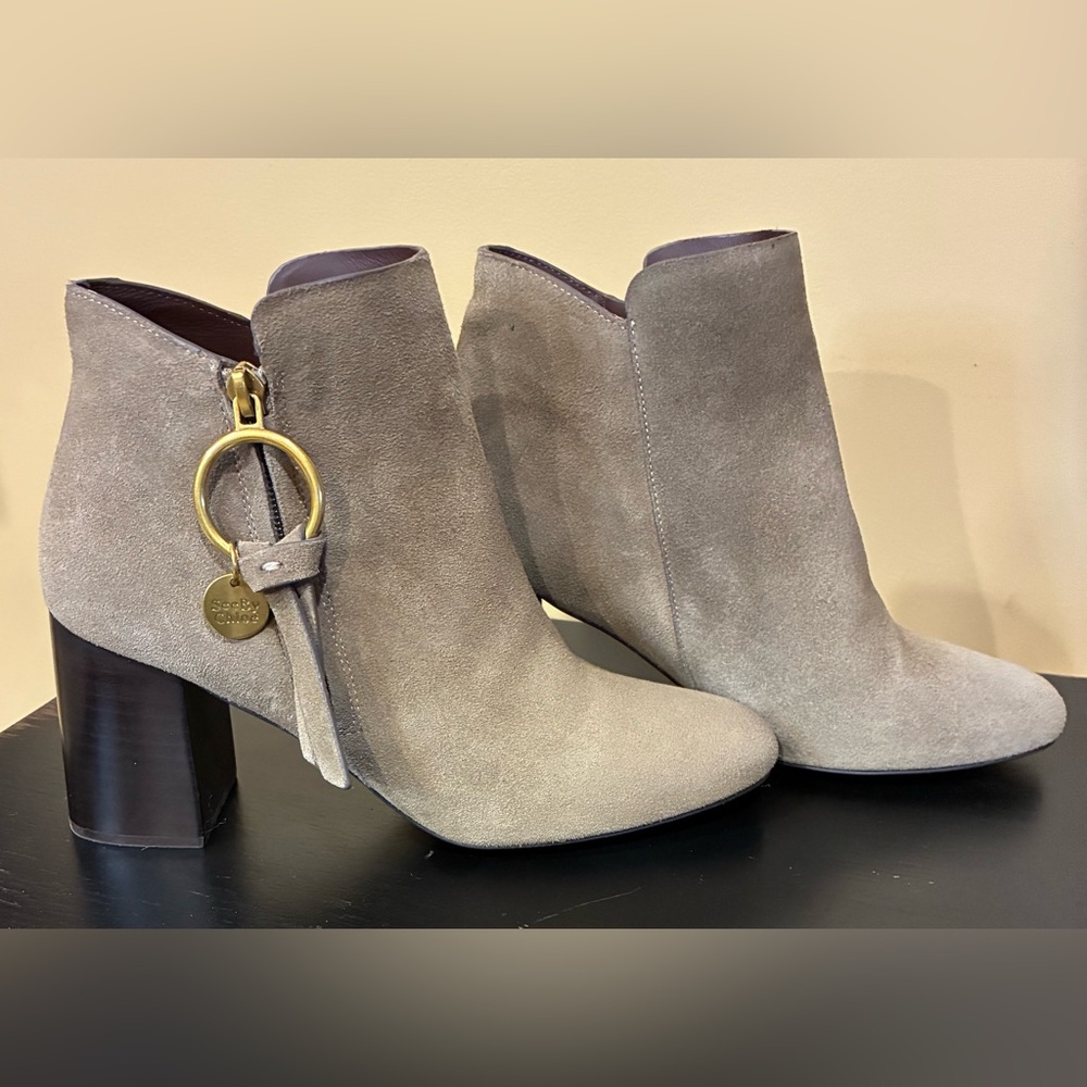 See by Chloe Louise ankle boots Zipper Charms Taupe SZ. 39/US 9 Women’s